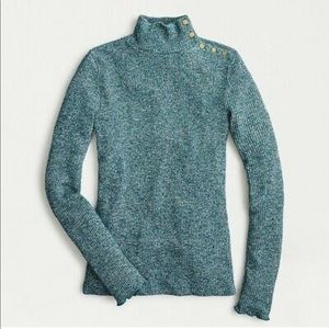 NWOT J.CREW Button-Shoulder Ribbed Knit Turtleneck